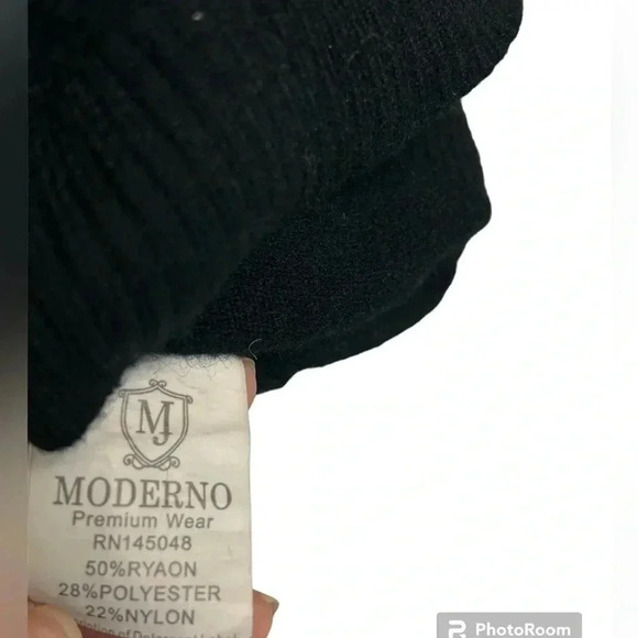 Moderno Premium Wear Italy Design Soft Black Men’s Sweater Heavy Knit Crew Neck - Picture 6 of 6